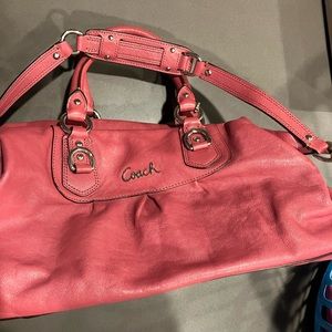 Pink leather coach bag